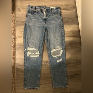 American Eagle Outfitters Light Blue Distressed Mom Jean